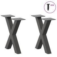 Picioare de masa de cafea X, 2 buc Antracit din Otel, 37x(30-31) cm - 3