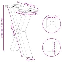 Picioare de masa de cafea X, 2 buc Antracit din Otel, 37x(30-31) cm - 9