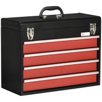 DURHAND Cutie de unelte portabila cu 4 sertare pentru unelte, cutie de unelte metalica cu blocare | AOSOM RO - 1