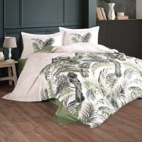 Set Lenjerie si Cuvertura Hena V2 Verde (Bumbac 100%) - 1