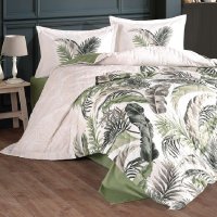Set Lenjerie si Cuvertura Hena V2 Verde (Bumbac 100%) - 2