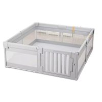Tarc de joaca 120 x 180 cm, cu cadru metalic, pereti din plasa inaltime 65 cm, cu poarta de acces, covoras spuma cu doua fete, 4 inele ajutatoare si 100 de bile incluse, Playfence Grey - 1
