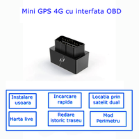 Mini GPS 4G cu interfata OBD, D9, autonomie standby 30 zile, precizie 5-15m, negru - 5