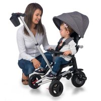 Tricicleta pentru copii Qplay Nova Negru ultrapliabila, roti Eva, cadru din aluminiu, scaun rotativ, sistem roata si ghidon liber, varsta 10 luni+ - 2