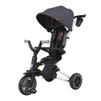 Tricicleta pentru copii Qplay Nova Negru ultrapliabila, roti Eva, cadru din aluminiu, scaun rotativ, sistem roata si ghidon liber, varsta 10 luni+ - 9
