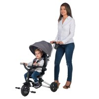Tricicleta pentru copii Qplay Nova Negru ultrapliabila, roti Eva, cadru din aluminiu, scaun rotativ, sistem roata si ghidon liber, varsta 10 luni+ - 5