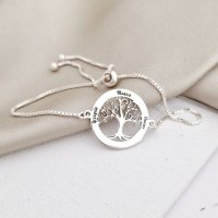 Bratara personalizata - Copacul Vietii si nume - Lantisor glisant ajustabil - Argint 925 - 1