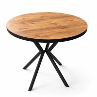 Masa rotunda Homs din MDF nuc-negru, 80x80x75 cm - 1