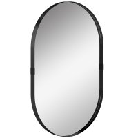 Oglindă de perete HOMCOM 60 x 90 cm cu cadru din aluminiu, sticlă securizată, neagră - 1