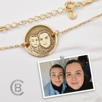 Bratara personalizata cu poza - Mereu aproape - Model fotogravura relief - Argint 925 placat cu Aur Galben 18K - 1