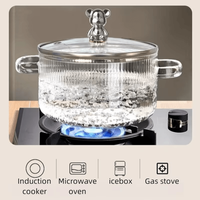 Oala termorezistenta din sticla ABYZ™, 1,6L, manere transparente, pentru plita gaz si electrica - 5