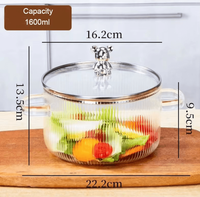 Oala termorezistenta din sticla ABYZ™, 1,6L, manere transparente, pentru plita gaz si electrica - 4