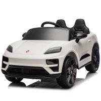 Masinuta electrica pentru copii, Porsche Macan, 140W 12V, roti EVA, scaun tapitat, echipata premium, alba - 1