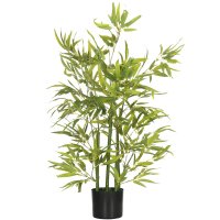 Planta Artificiala HOMCOM de Bambus 90 cm cu 504 Frunze Verde si Ghiveci de Ciment | Aosom Romania - 1