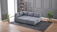 Coltar extensibil, Hanah Home, cadru lemn si pal, gri, 210x280x70 cm - 12