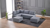 Coltar extensibil, Hanah Home, cadru lemn si pal, gri, 210x280x70 cm - 5