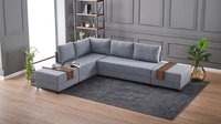 Coltar extensibil, Hanah Home, cadru lemn si pal, gri, 210x280x70 cm - 8