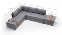 Coltar extensibil, Hanah Home, cadru lemn si pal, gri, 210x280x70 cm - 7