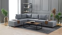 Coltar extensibil, Hanah Home, cadru lemn si pal, gri, 210x280x70 cm - 2