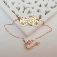 Bratara pentru Motociclisti cu Lantisor - Argint 925 Placat cu Aur de 18K - 1
