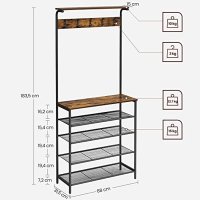 Cuier Vasagle Negru 68x32.2x182 cm - Organizare Eficienta - 5