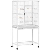 Colivie portabila PawHut pentru pasari cu 4 hrănitoare si 4 barne, 81 x 48 x 162,5 cm, Alb | Aosom Romania - 1