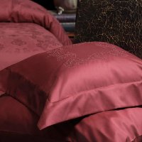 Lenjerie de pat Valeron Dorian Burgundy, King Size, 6 piese, bumbac egiptean - 4