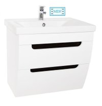 Set Baza front MDF si Lavoar seria 730, suspendata cu sertare, 60 cm, alb rustic - 1