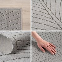 Covor Traversa NOVA V3 Argintiu 80x150 cm - Design Modern cu Frunze - 3