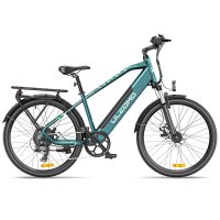 Bicicleta electrica Ulzomo Metro 26 E-bike 250W, 36V 17Ah, autonomie 100km, max 25km/h, Verde, 26'' - 1