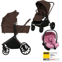 Carucior 3 in 1 Lionelo Mika Plus Roz cu scoica auto ADAC, Reversibil si Ventilatie 3D - 1