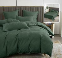 Lenjerie de pat verde uni stripe 6 piese cu cearsaf - confort si stil - 1