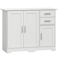 Bufet HOMCOM modern din lemn, cu 2 sertare si 2 dulapuri, raft reglabil, 100 x 40 x 78 cm, alb - 1