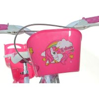 Bicicleta copii Dino Bikes Unicorn 14 inch ,varsta 4-7 ani, inaltimea 95-115 cm, frana de mana pe roata din fataspate, cosulet fata si scaun pentru papusa in spate, pinion spate fix, roti ajutatoare detasabile - 9