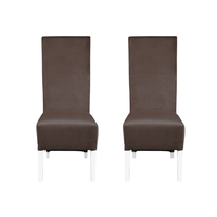 Set de 2 scaune pentru living VANESSA cu picioare din lemn alb si tapiterie maro, dimensiuni 47x60x110 cm - 1