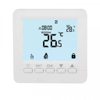 Termostat Techstar® TH-06, Ecran Digital, Incastrabil, 16A, 3500W, Alimentare 220V, Senzor Pardoseala, Alb - 1