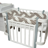 Bara de Protectie Impletita din Catifea pentru Patut Twins 240 cm Gri - 2