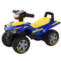 HOMCOM Quad Jucărie Licențiată GOODYEAR pentru Copii 18-36 Luni, cu Lumini și Sunete, Albastru-Galben | Aosom Romania - 1