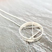 Colier geometric cu pandantiv inel din Argint 925 - Inchizatoare carabina - 1