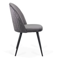 Scaun dining BUC 207 gri din catifea cu picioare negre - 1