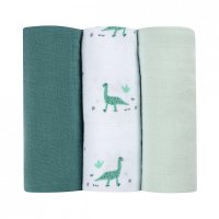 Set 3 museline Beaba bumbac organic 70x70 cm jurassic green - 7