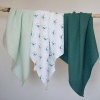 Set 3 museline Beaba bumbac organic 70x70 cm jurassic green - 2