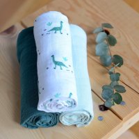 Set 3 museline Beaba bumbac organic 70x70 cm jurassic green - 3