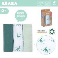 Set 3 museline Beaba bumbac organic 70x70 cm jurassic green - 5