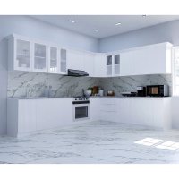Set bucatarie SPACE COLT 300x250 cm, 15 corpuri, blat termorezistent, fronturi MDF, alb rustic - 1
