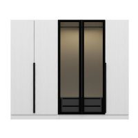 Dulap KALE PLUS cu 5 usi, alb si geam fumuriu, dimensiuni 225x52x210 cm - 1