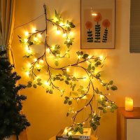 Ghirlanda decorativa cu ramuri flexibile, 1.6 m, 72 LED-uri, 8 moduri, timer, telecomanda si alimentare USB - 1
