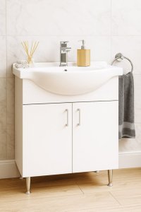 Set Baza si Lavoar seria 001, eco, montat, 66 cm, alb - 1