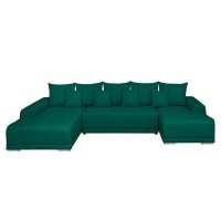 Coltar MARIBO U extensibil, cu arcuri si lada depozitare, colt stanga, verde inchis, 350x203x90 cm - 1