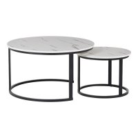 Set Masuta de cafea 2 buc Solme I Alb 80x80x45 cm - 2